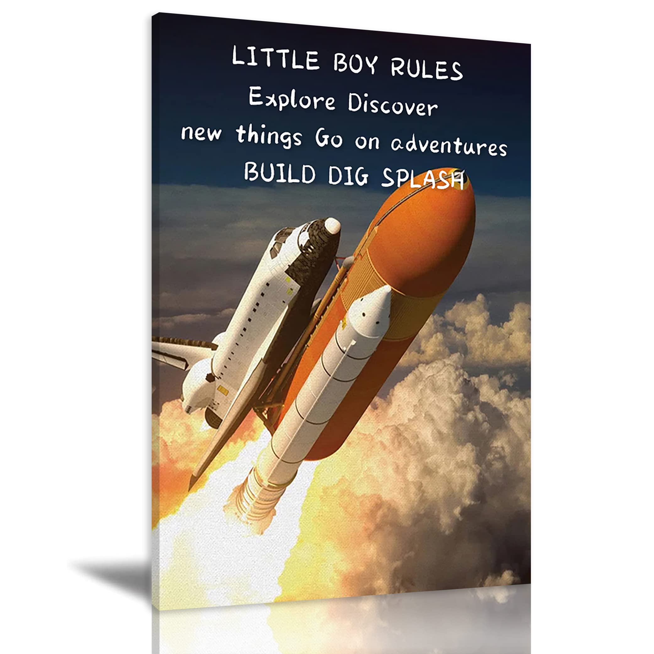 Little Boy Rules Canvas Painting Modern Abstract Wall Art Rocket Inspirational Quote Posters And Prints Wall Decor Framed Wall A
