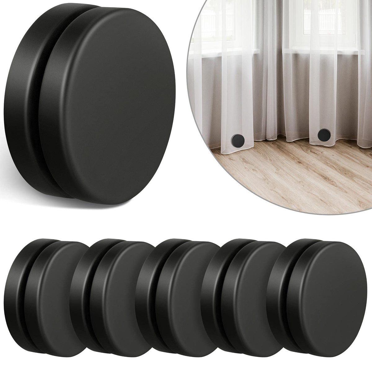 Jetec Shower Curtain Weights 0.6 Pounds Round Magnetic Drapery Weights Tablecloth Magnets Bottom No Sew Curtain Weights Waterpro