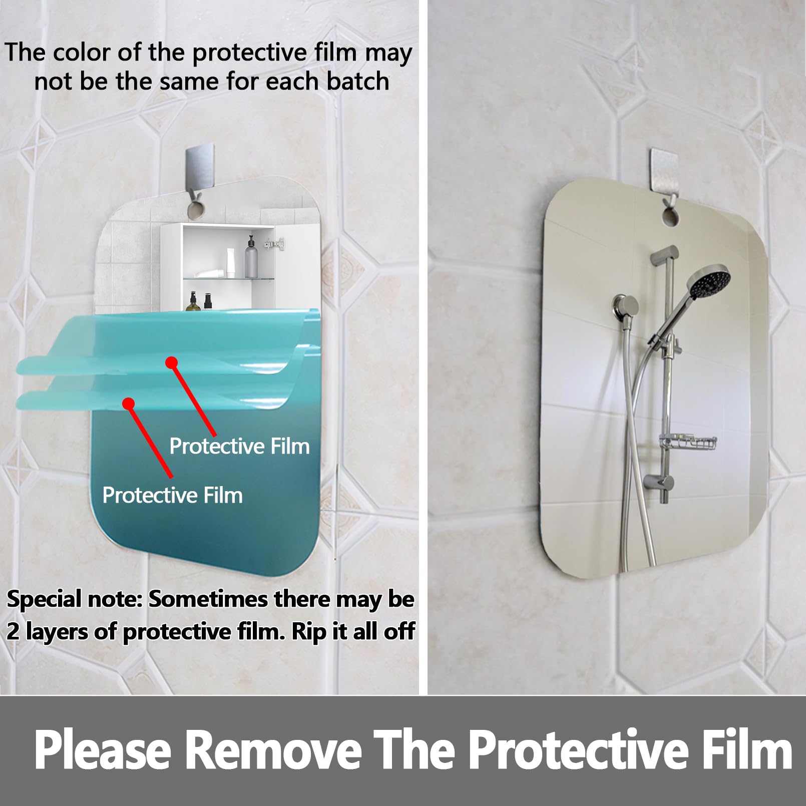 Shower Mirror Fogless For Shaving, Larger 7.8 X 11 In Mirror For Wall Hanging, Frameless Portable Travel Camping Mirrors Shatter