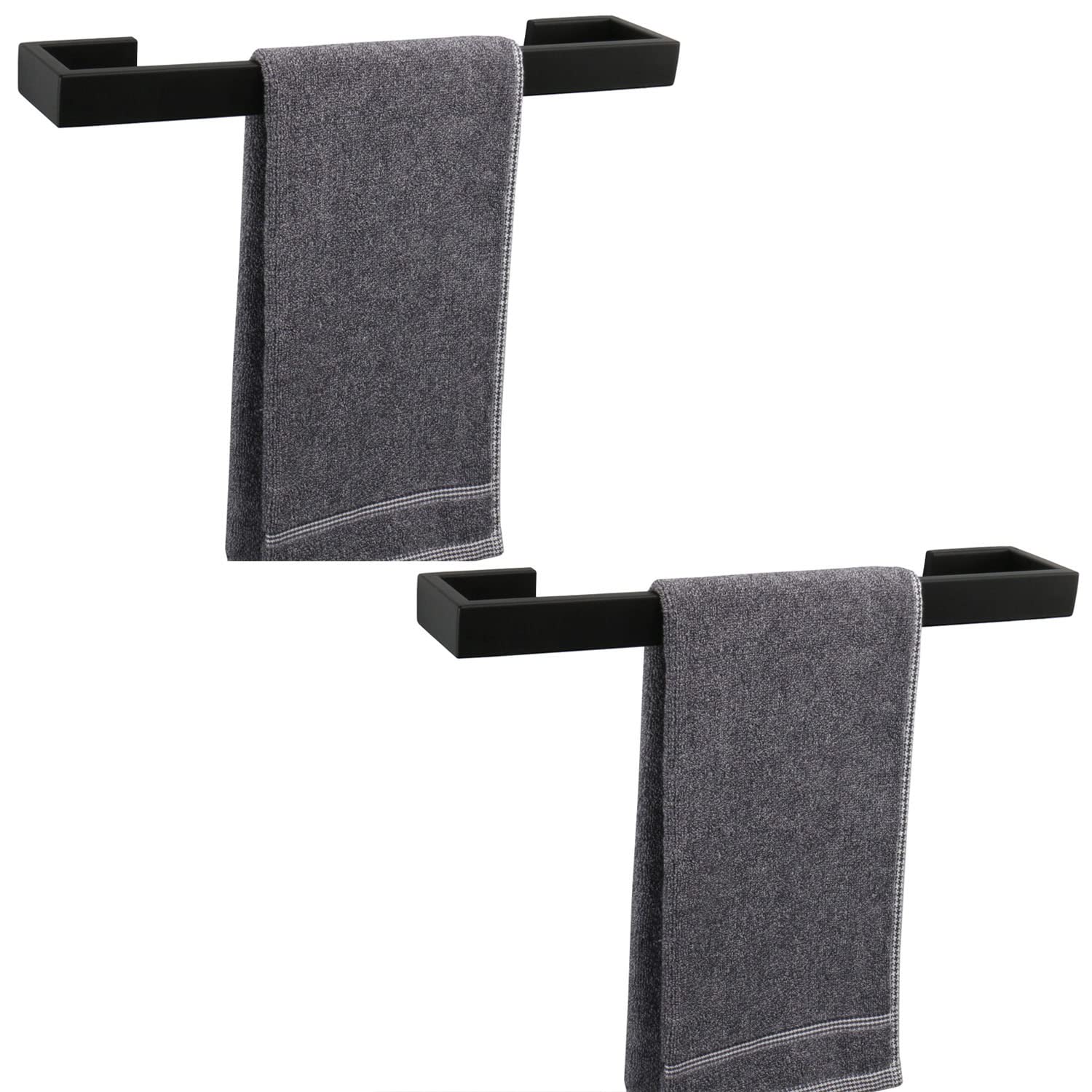 TocTen Bath Towel Rack - 2 Pack Square Base Thicken SUS304 Stainless Steel Towel Bar for Bathroom, Bathroom Bar Accessories Towe