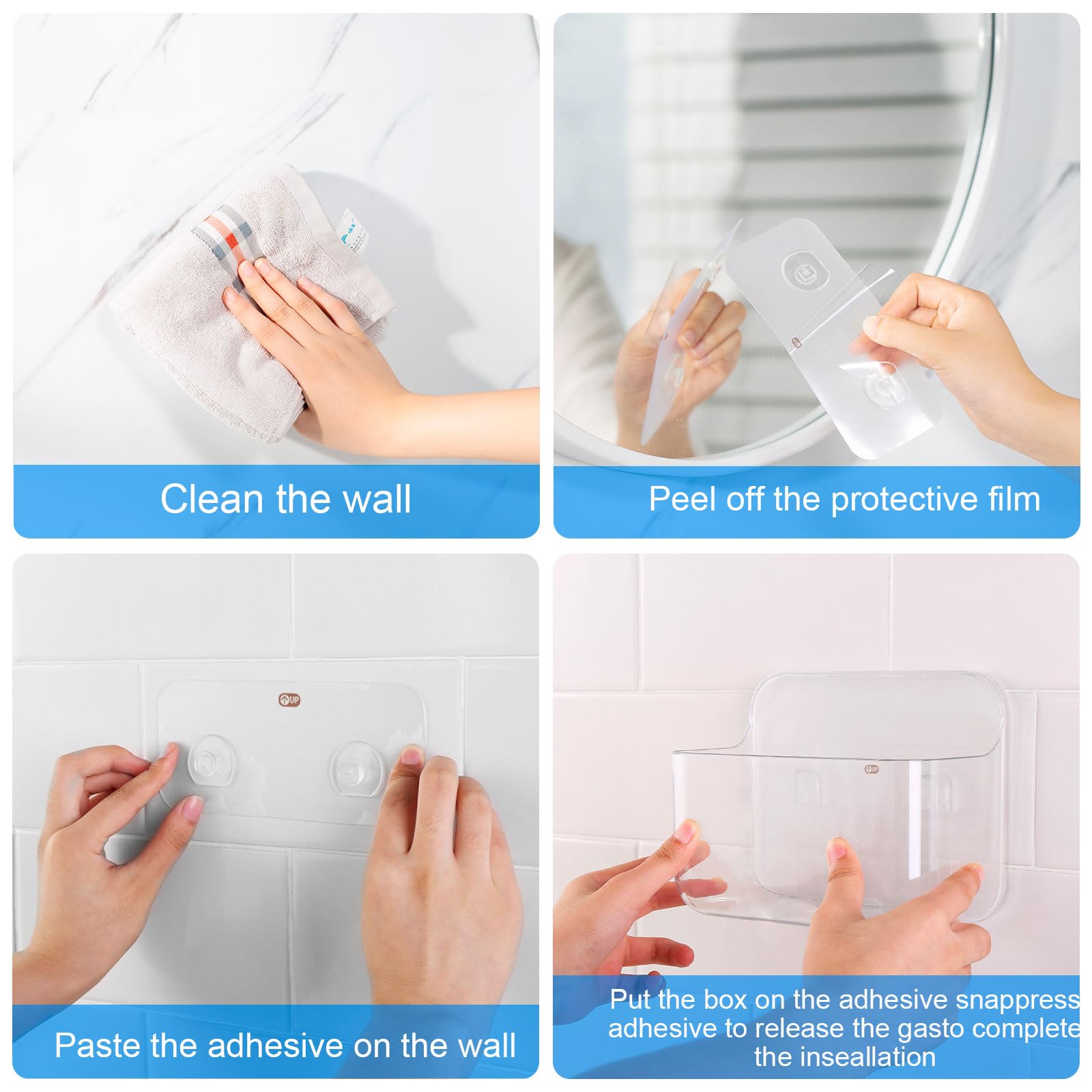 Cgbe 2 Packs Cabinet Door Organizer, Acrylic Adhesive Shelf Wall Mounted Storage, Self Adhesive Shower Shelves Without Drilling,