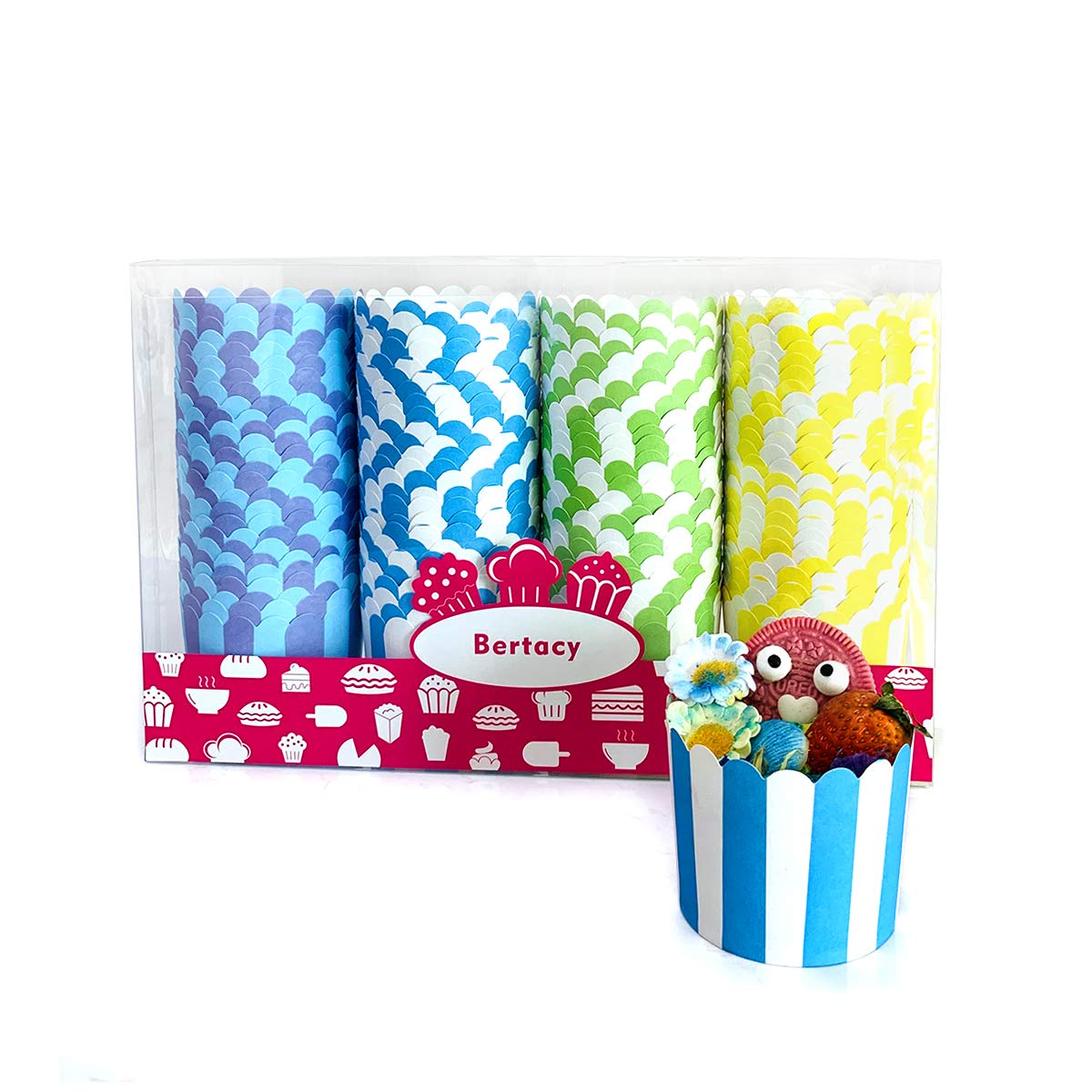 Bertacy Quality Cupcake Baking Cups Disposable Cake Baking Cup Cupcake Muffin Fit Home Party(100Pcs)