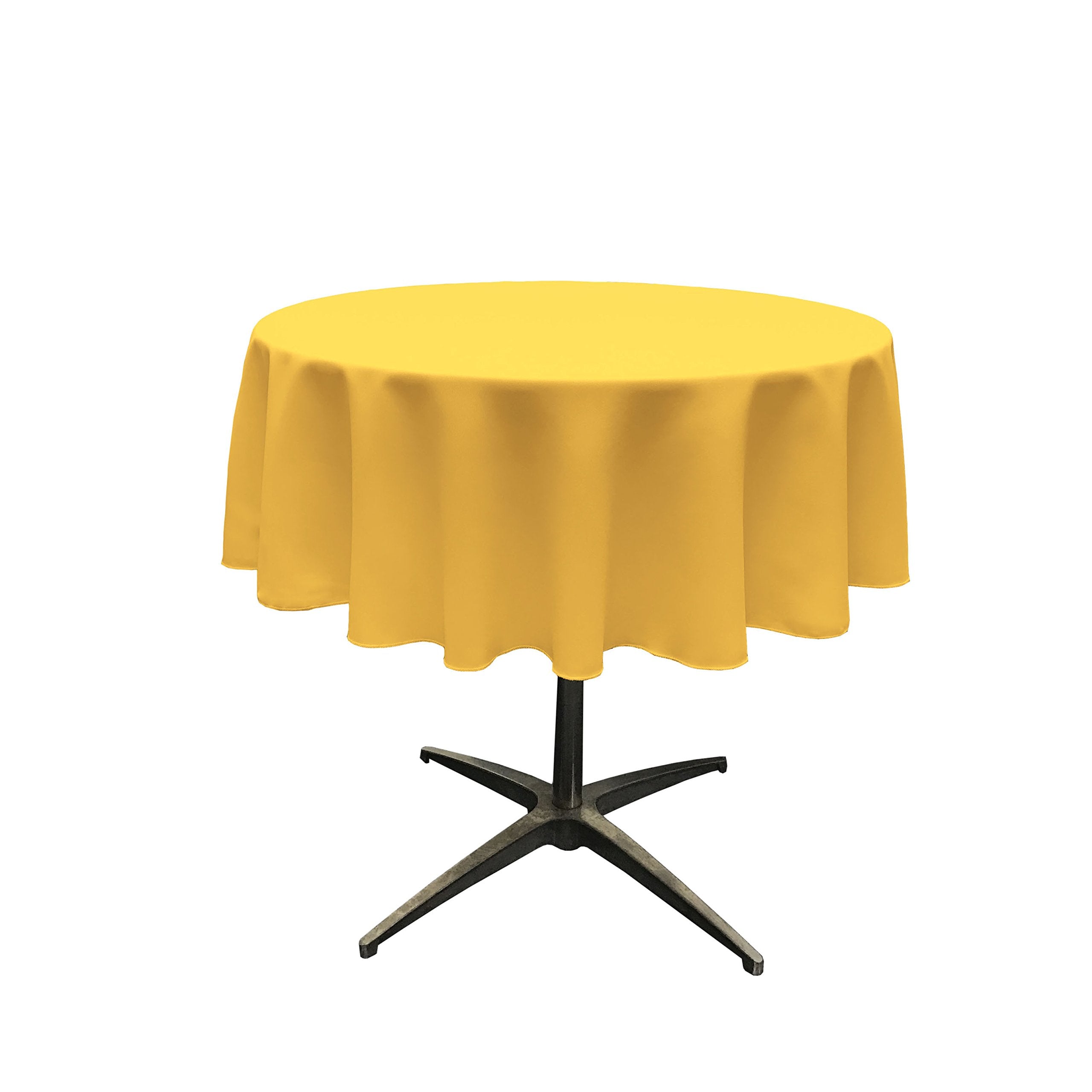 LA Linen Polyester Poplin Tablecloth 51-Inches Round  Dark Yellow