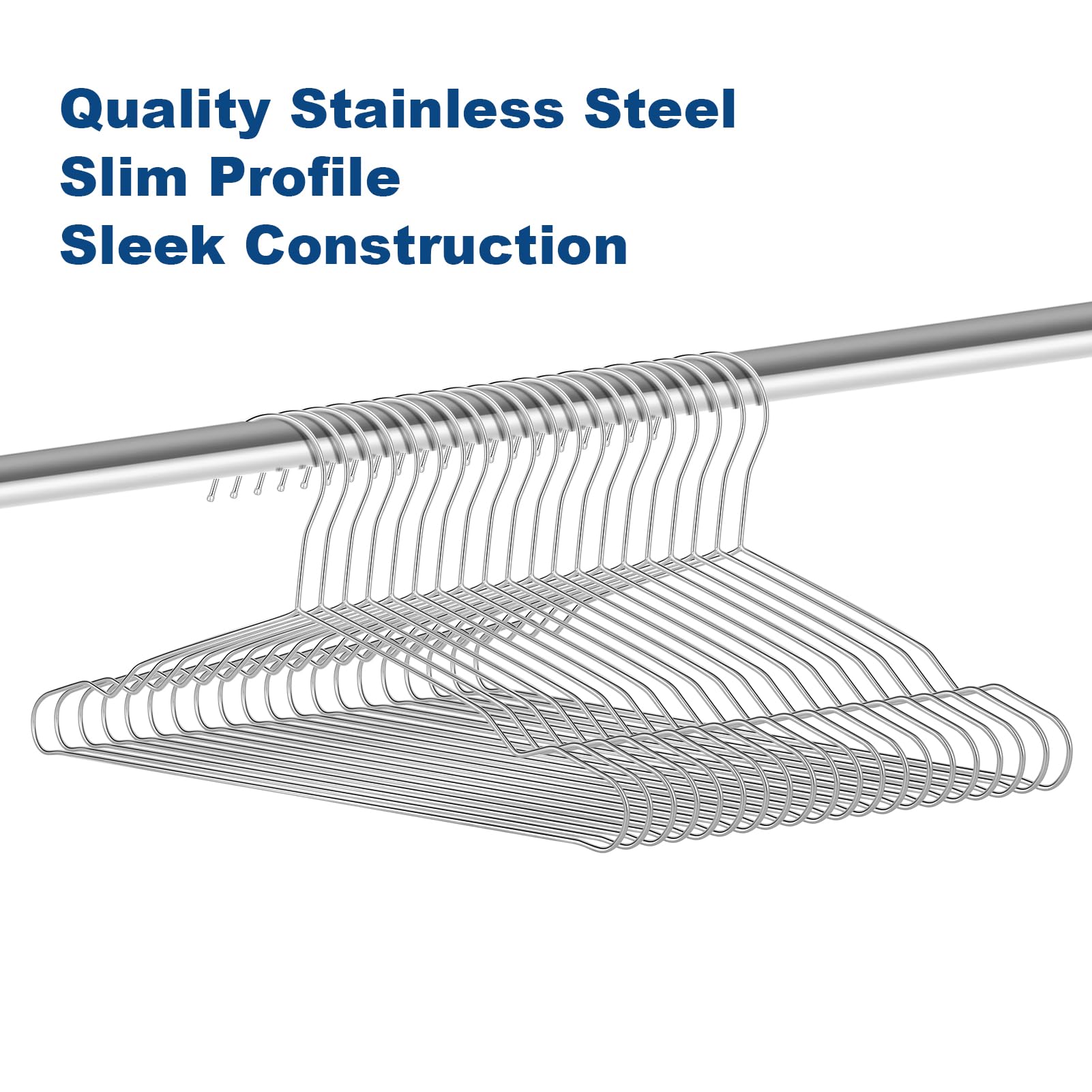 LifHap Stainless Steel Kids Hangers - 20 Pack, Non-Slip, Space-Saving, Silver for Baby, Toddler & Kids' Clothes