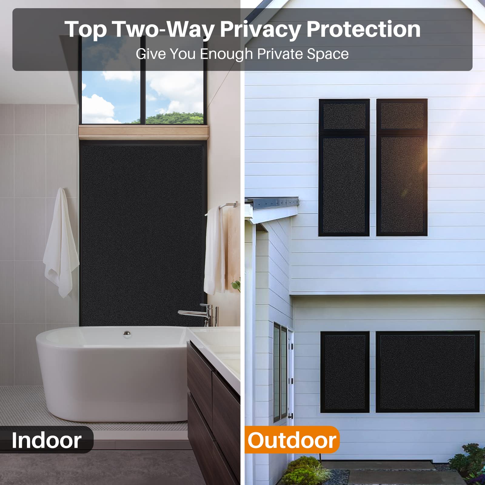 Coavas One Way Window Privacy Film, Reflective Window Tint for Home See Out Not in, Sun Blocking Anti UV Static Cling Glass Wind
