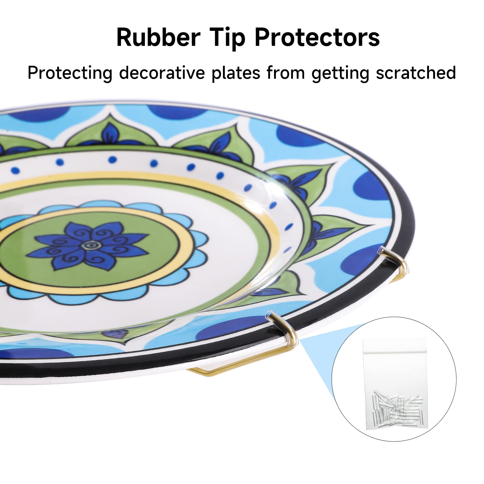 Fasunry 10 Pack Plate Hangers, 10 Inch Wall Plate Hangers And 12 Pack Wall Hooks, Compatible 8.5 To 10.5 Inch Decorative Plates,