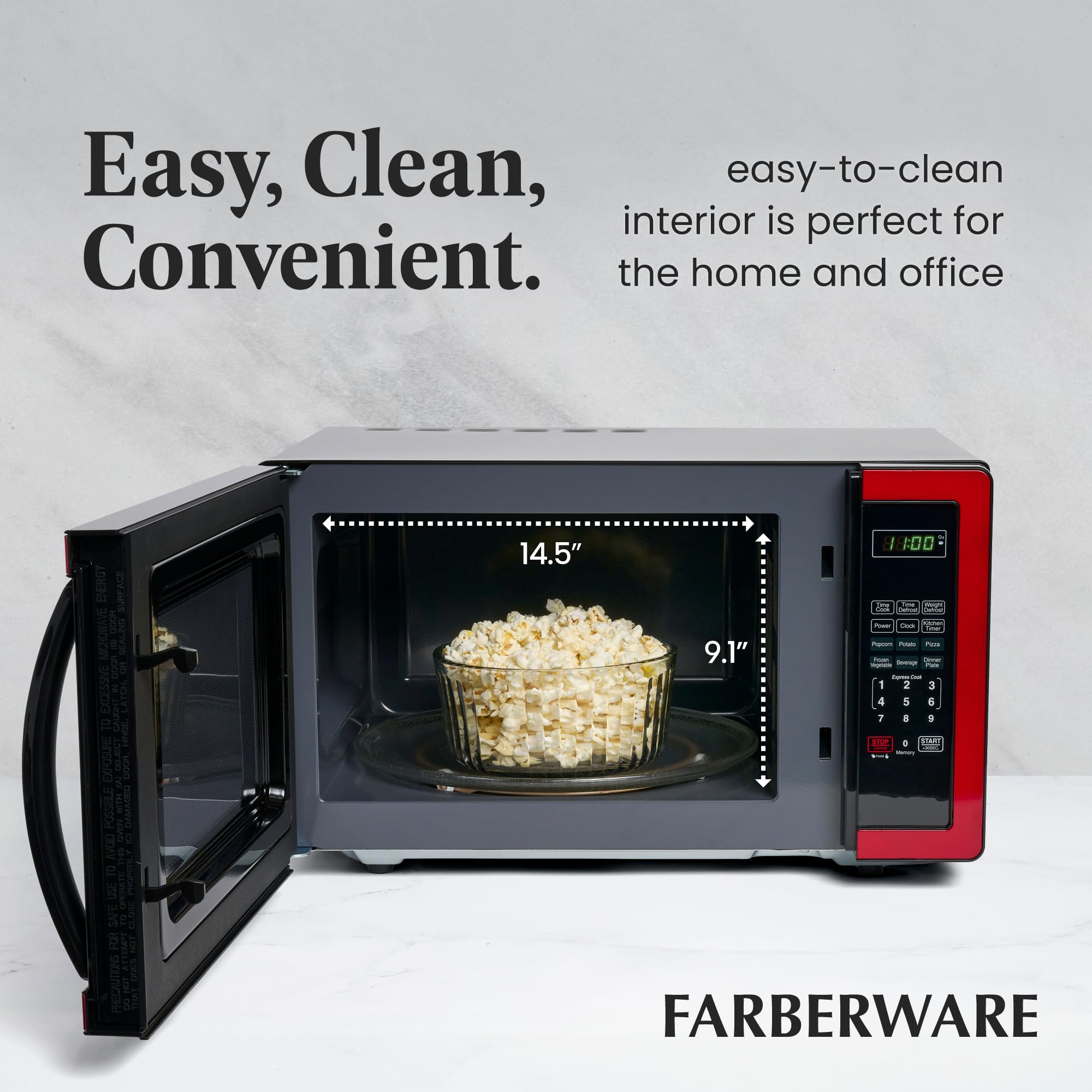 Farberware Countertop Microwave 1000 Watts, 1.1 Cu Ft - Microwave Oven With Led Lighting And Child Lock - Perfect For Apartments