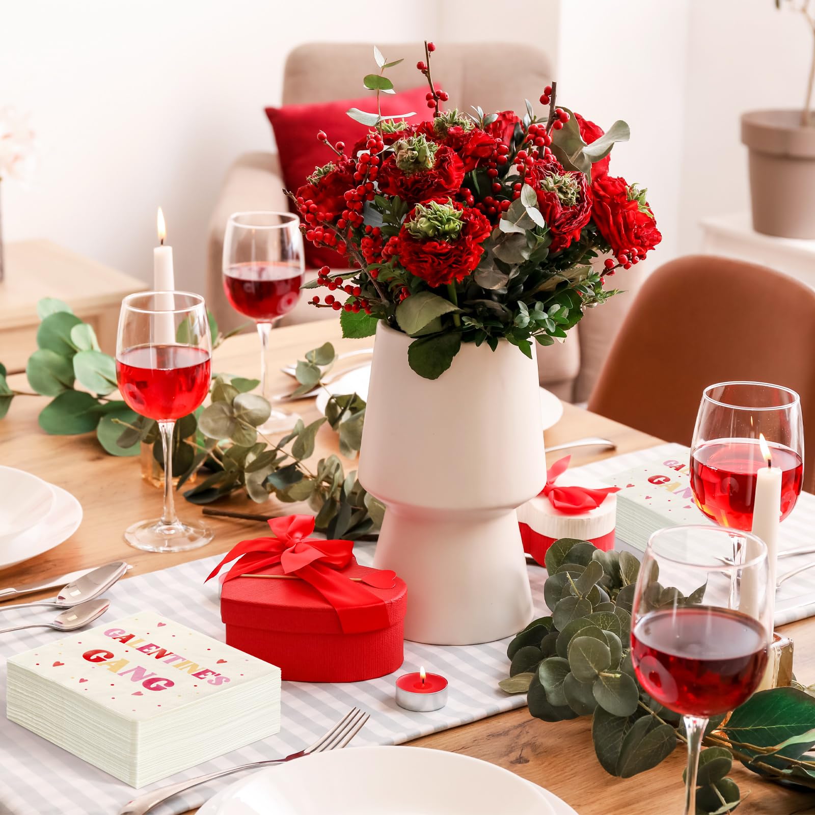 100 Pack Galentine'S Gang Napkins Disposable Folded Napkins 10 X 10 Inches Valentine'S Day Party Decorations Pink Paper Towel Ba