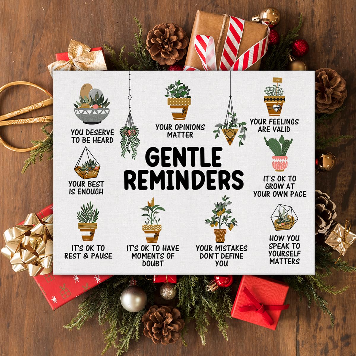 Mental Health Poster Positive Affirmations Canvas Wall Art for Therapy Office Decor Gentle Reminders Canvas Print Wall Art Paint