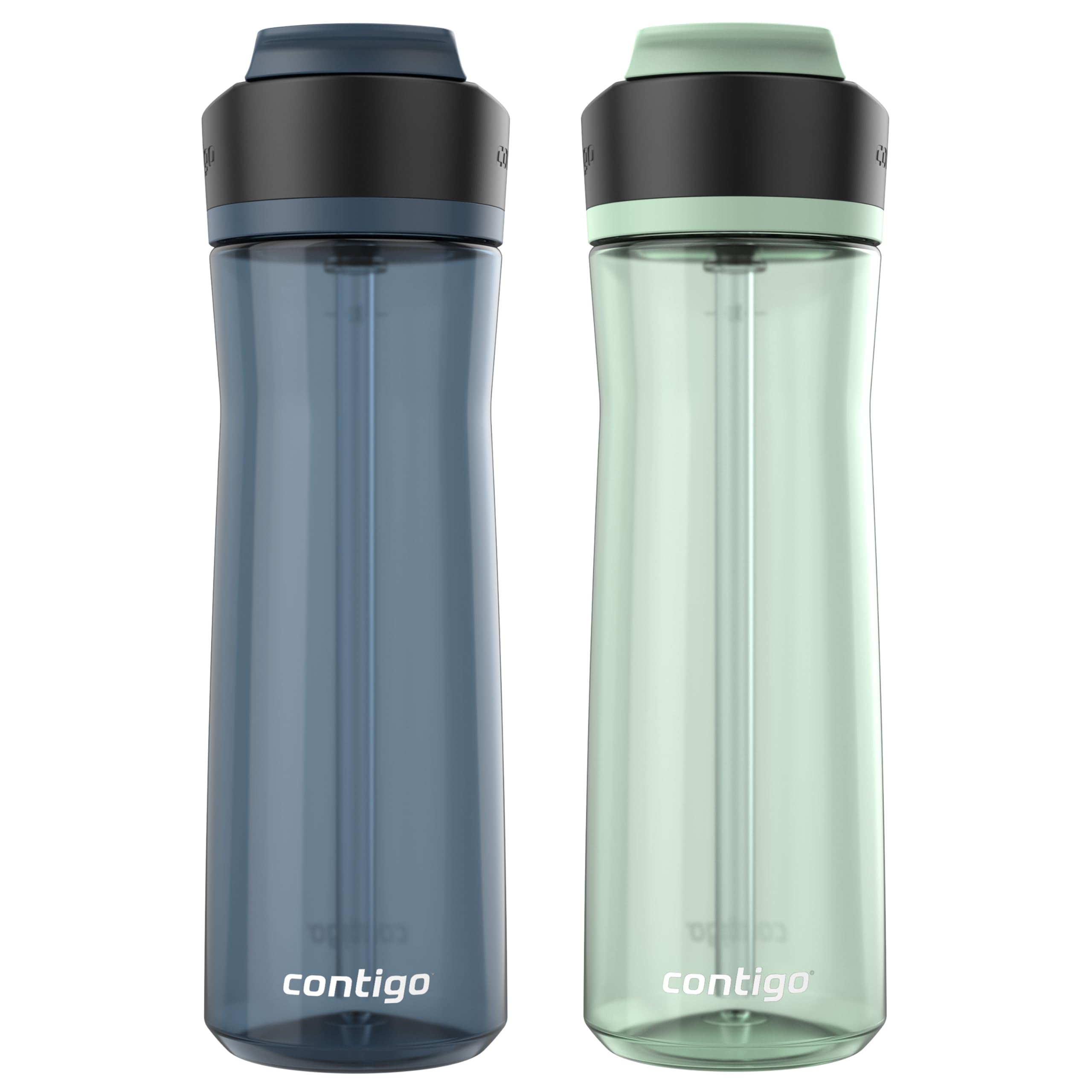 Contigo Ashland 2.0 Autospout Water Bottle, 24 Oz, 2-Pack, Blueberry; Agave