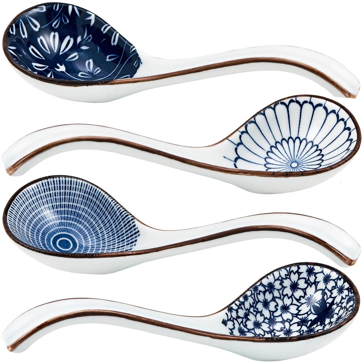 Wzyyee Asian Soup Spoons Set, Ceramic Soup Spoon Japanese Pho Miso Ramen Curries Spoons,Chinese Large Spoons Soup For Woton Nood