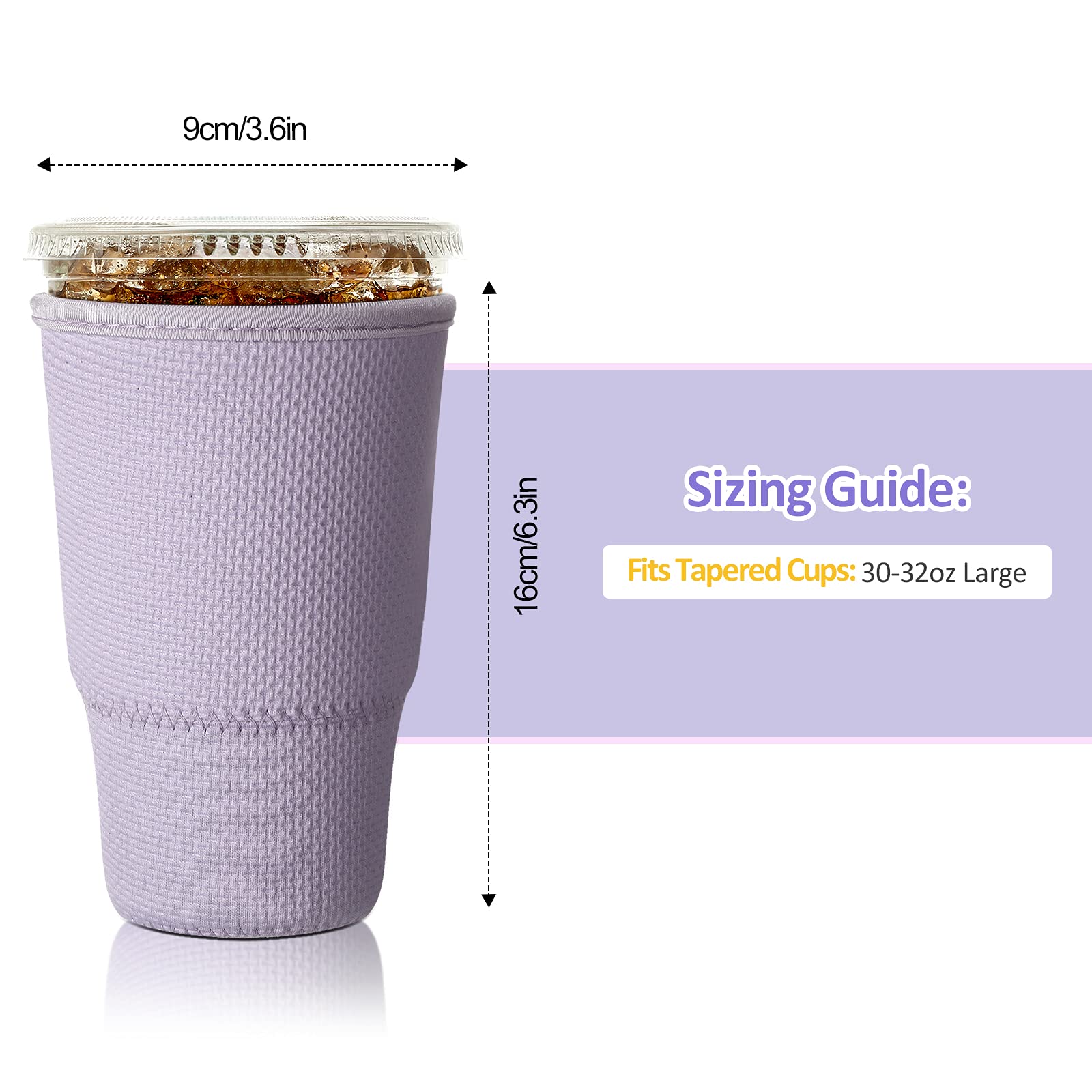 Honeydak 4 Pieces Reusable Coffee Sleeves Cup Sleeve Cup Insulator Bottle Sleeves For Iced Coffee Cold Drinks Beverages, Fits 30