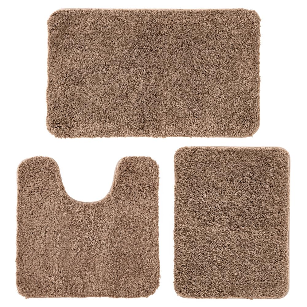 Miulee 3 Pieces Bathroom Rugs And Mats Sets Extra Thick Non Slip Microfiber Bath Mats And U-Shaped Contour Toilet Rug For Bath R