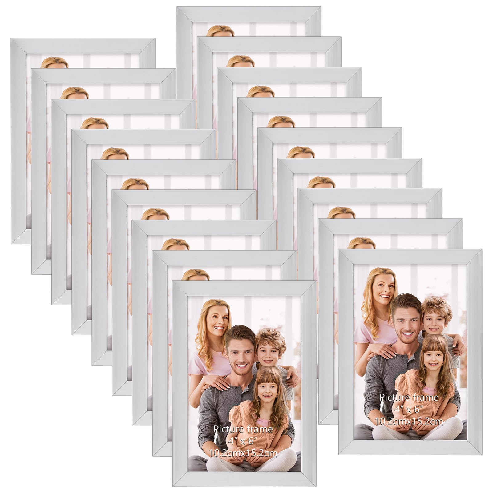 WIFTREY 4x6 Picture Frame Set of 18, 4 x 6 Photo Frames Bulk for Wall Hanging or Tabletop Display, Silver