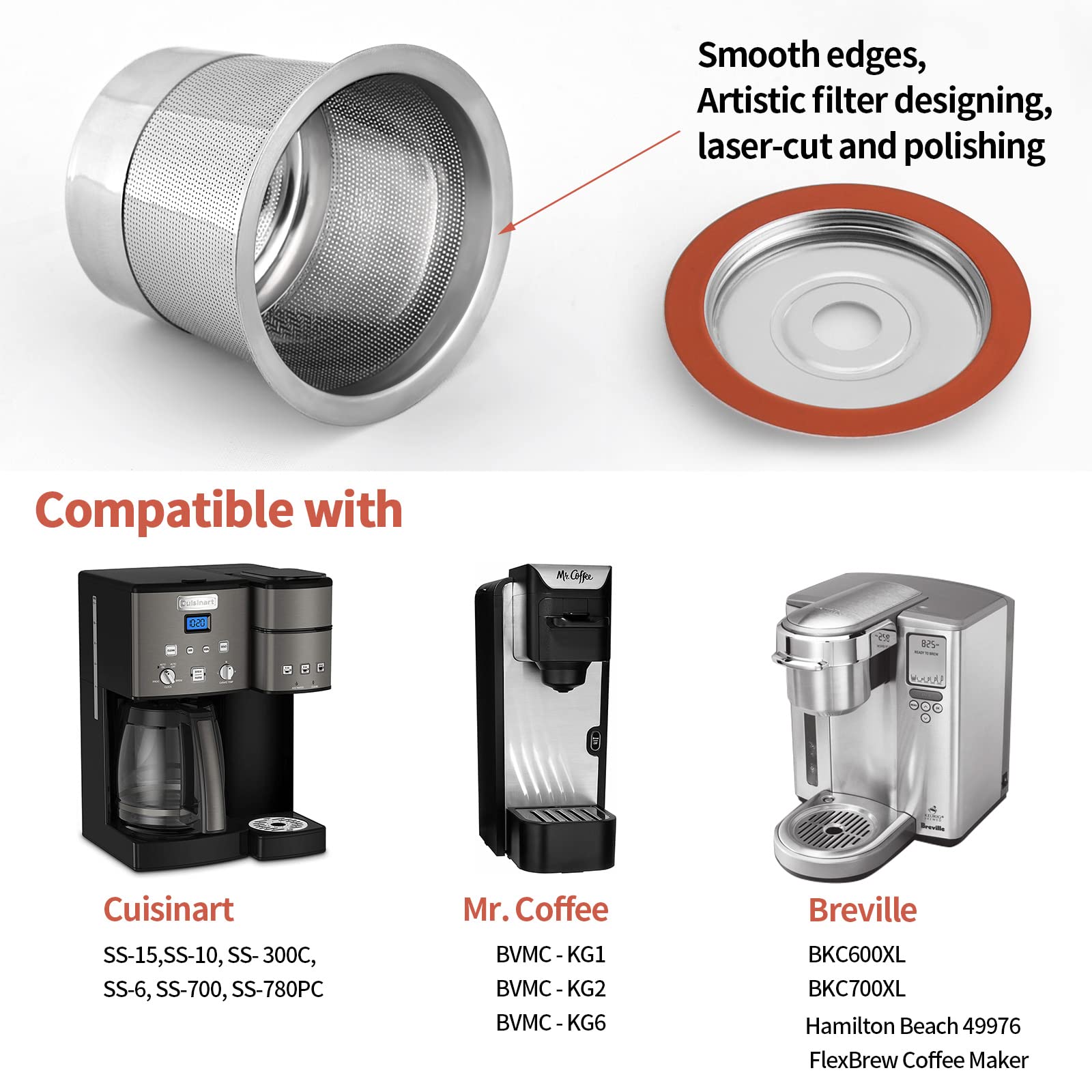 RUOYING Reusable K Cups Coffee Pod Filters - Stainless Steel, Universal for Keurig 1.0 & 2.0, 2 Pack