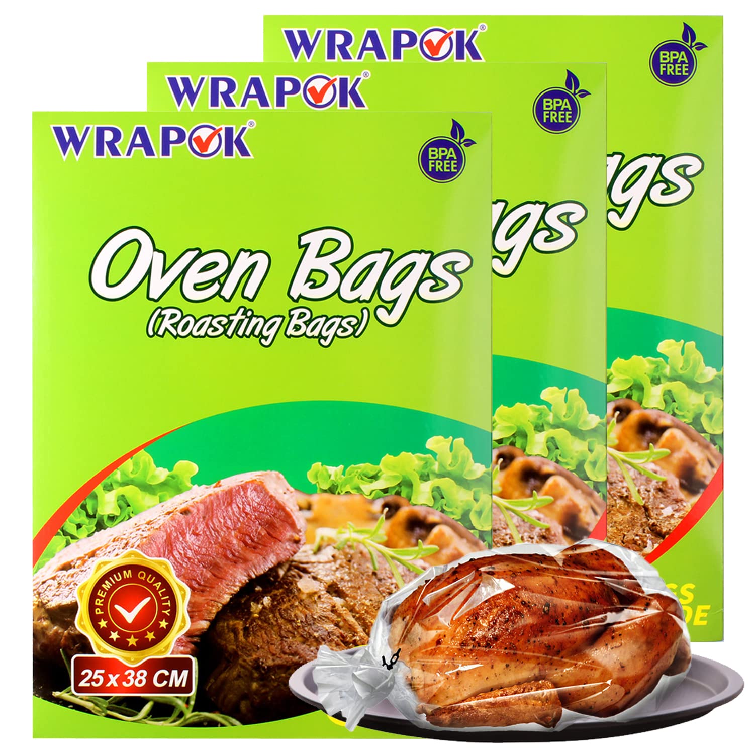 Wrapok Oven Cooking Bags Small Size Roasting Baking Bag For Meats Ham Ribs Poultry Seafood On Thanksgiving, 10 X 15 Inch - 24 Ba