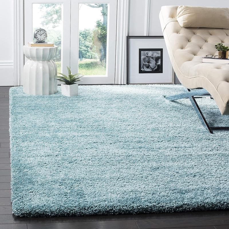 Gem Carpets Soft Modern Shag Area Rugs Fluffy Living Room Carpet Comfy Bedroom Home Decorate Floor Kids Playing Mat Sky Blue(6X9