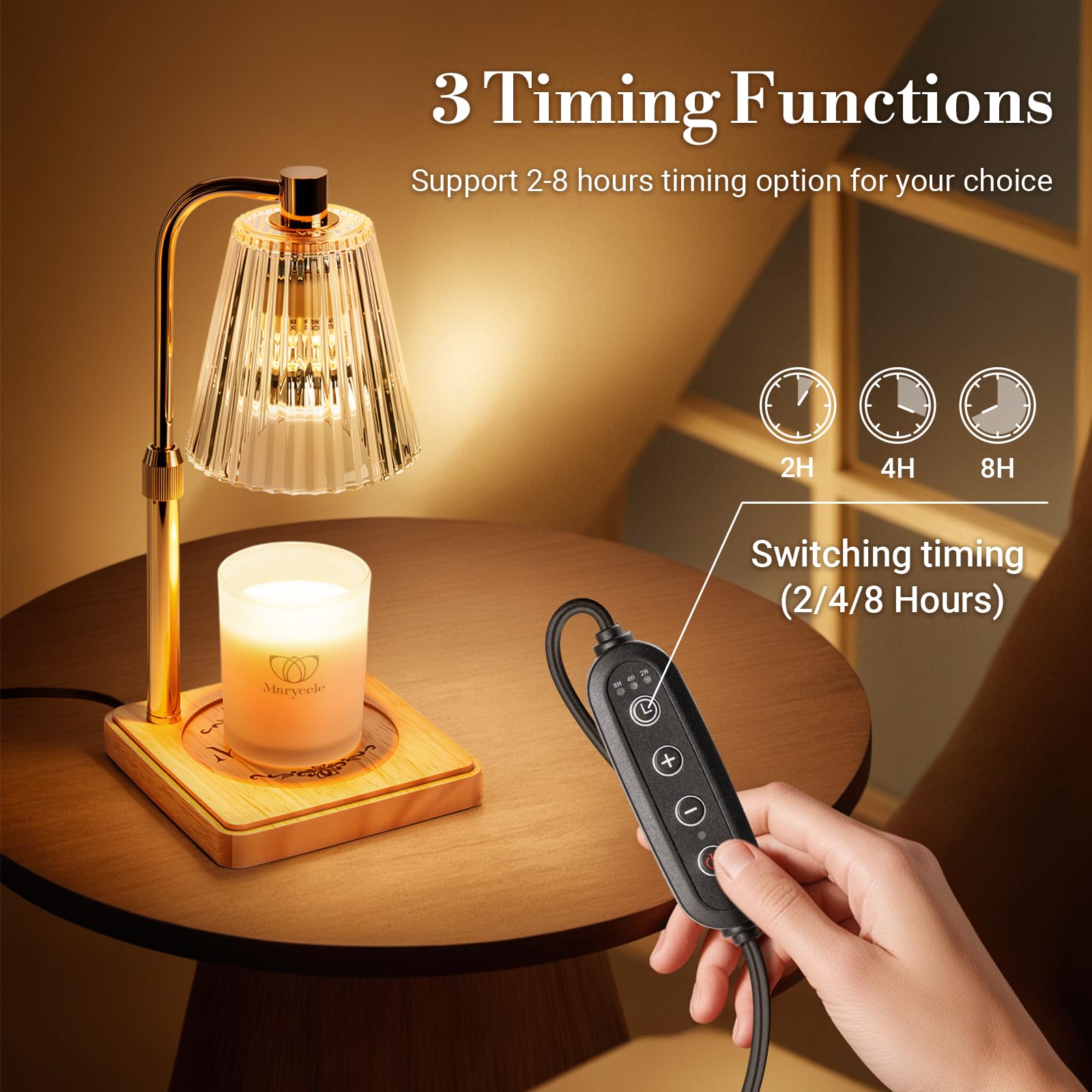 Marycele Candle Warmer Lamps 2 Pack, Electric Wax Warmer Lamp with Timer for Jar Candles, Aesthetic Home Decor, Housewarming Gif