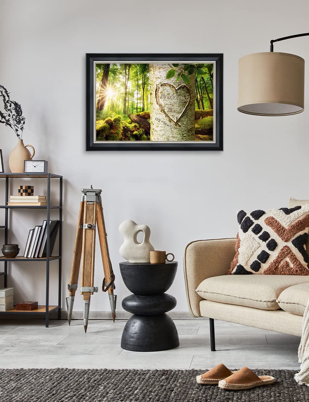 Ipic - Love Evergreen, Personalized Framed Wall Art With Names And Date On, Giclee Prints Framed With Solid Wood, Custom Memoria