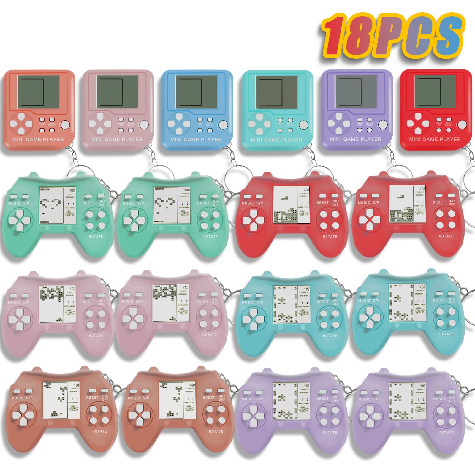 Djmumu 18Pcs Mini Games Party Favors Keychains For Kids Video Game Party Favors Video Game Keychains For Backpack Birthday Schoo