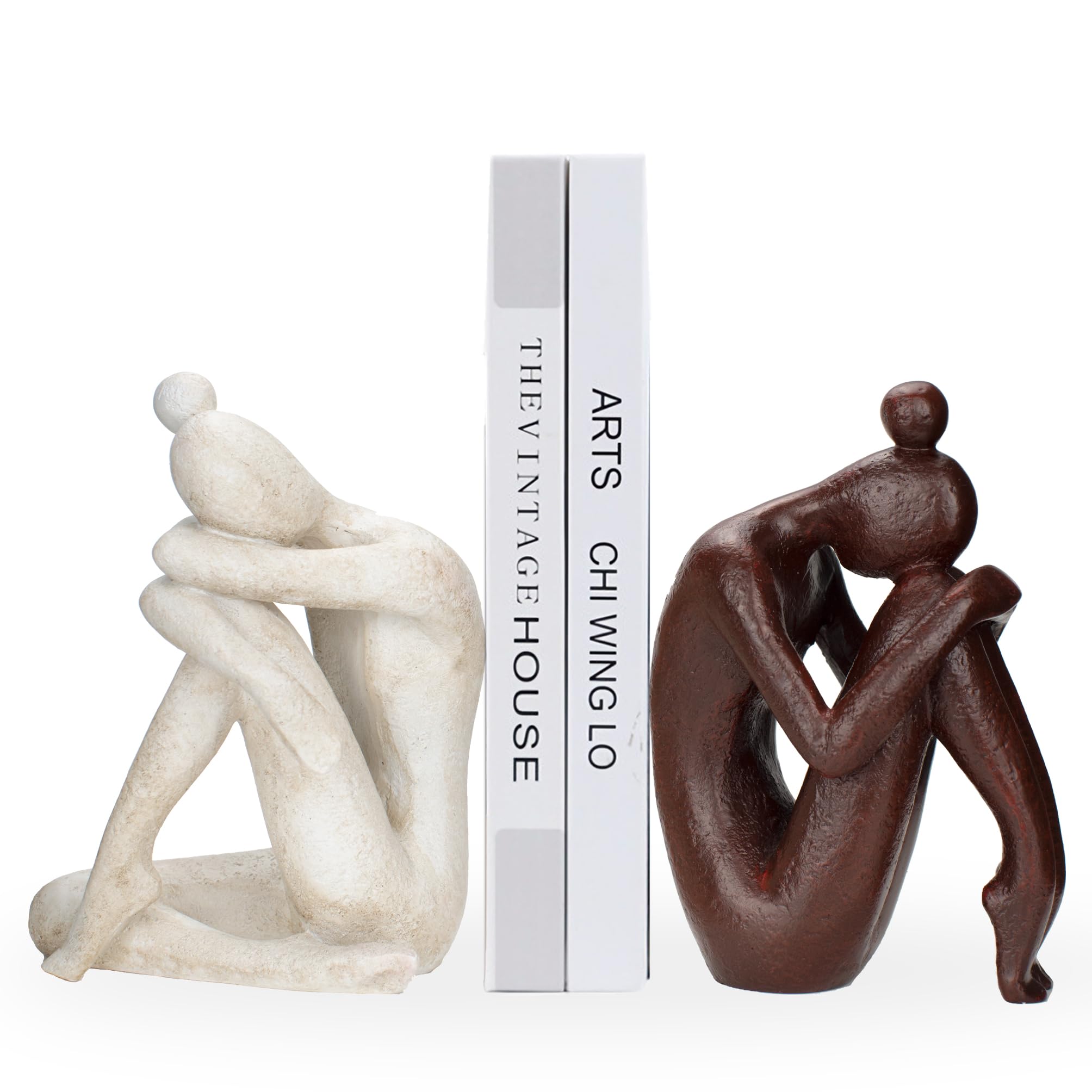 Decorative Bookends for Shelves, Unique Book Ends for Home Office Decor, Meditation Girl Statue Book Stopper for Bookshelf Decor