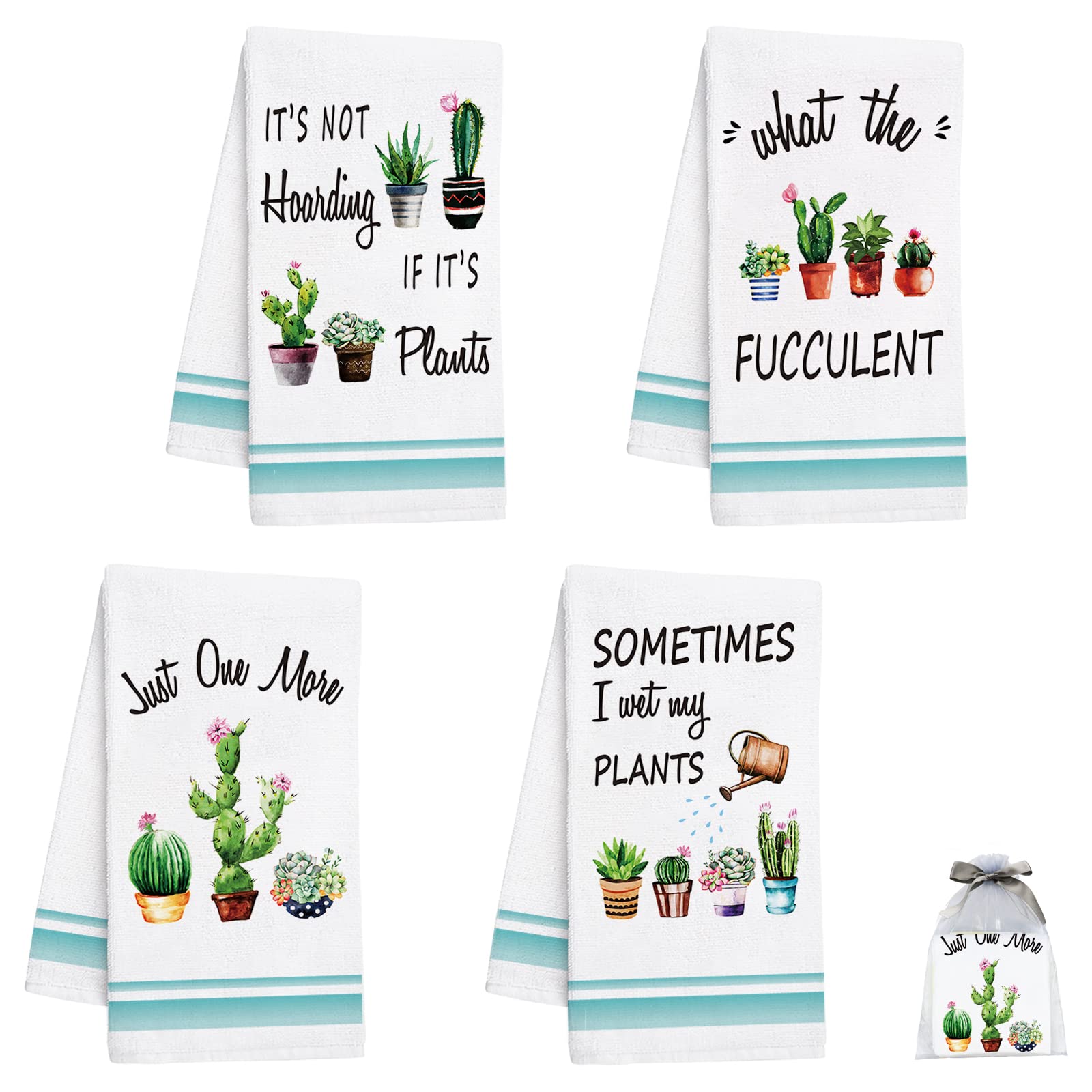Nialnant Dish Towels Plant Lovers Gifts,Tea Towel For Kitchen Decorative Kitchen Towels,Succulents Cactus Plants Gifts For Plant