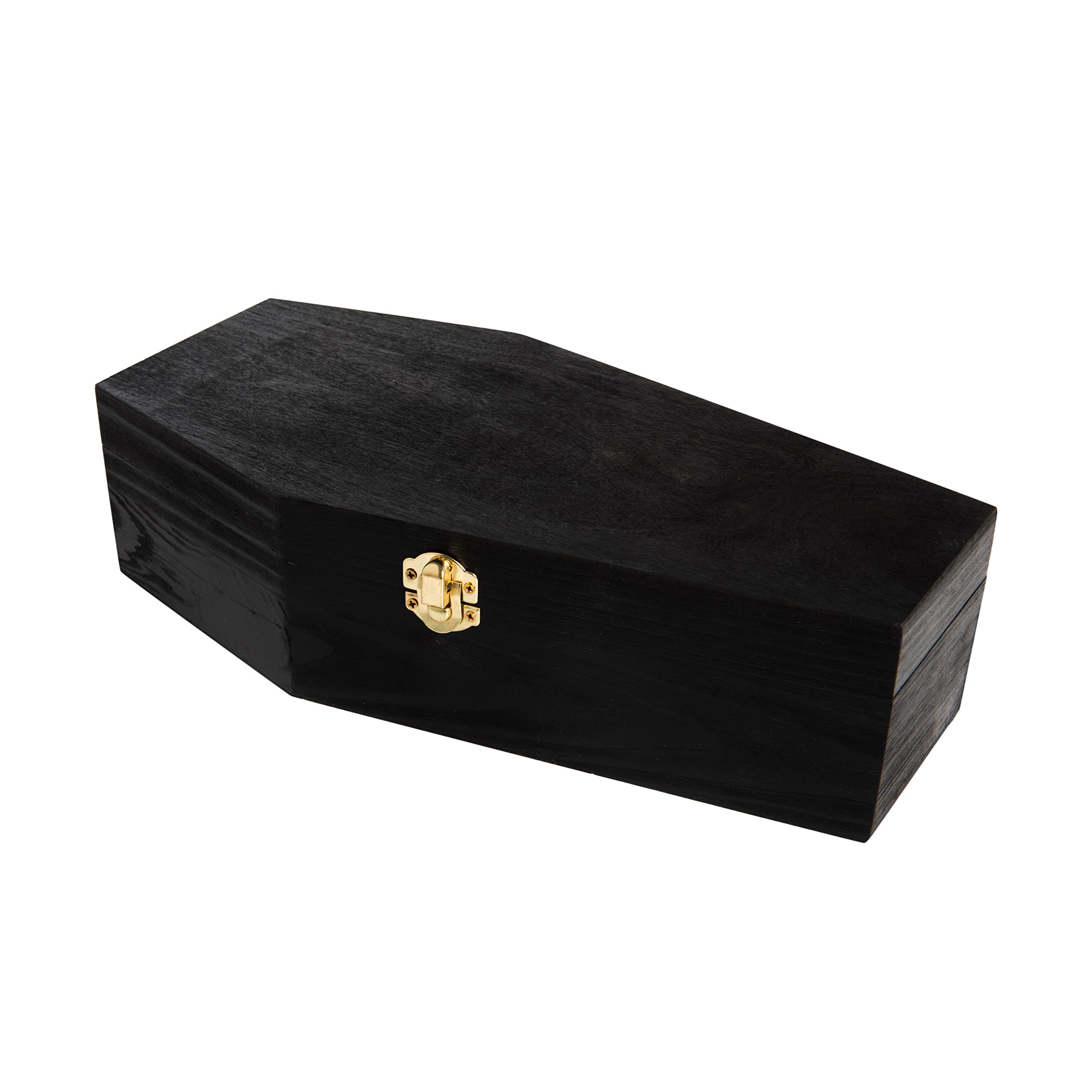 Creative Hobbies 12 Black Painted Wooden Coffin Box - Hinged Halloween Casket for D  cor, Party Favors, Goth Display, Doll or Pe