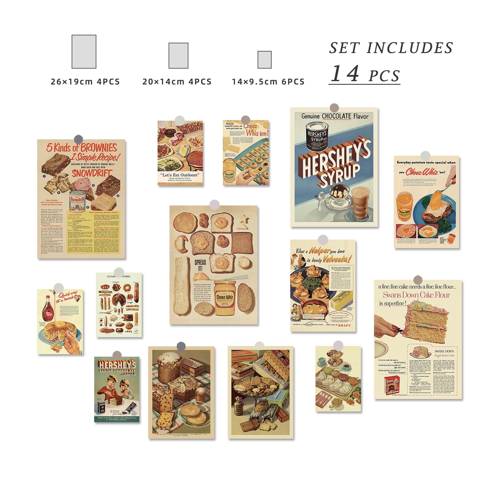 Retro Advertising Artwork Posters For Dorm Wall Art Prints Collage, Paper Prints Unframed 14 Pcs Wall Poster Aesthetic Home Deco