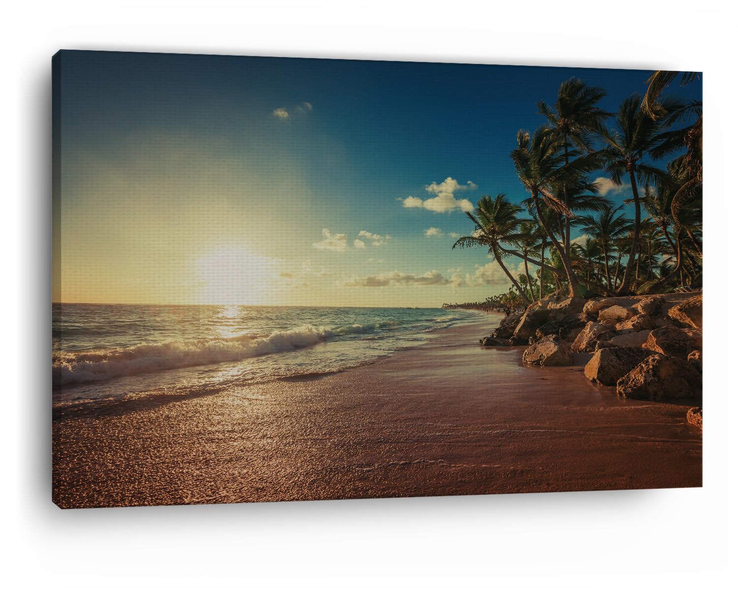 TRUECANVAS Sunrise Tropical Island Beach, Wooden Framed Canvas Paintings for Home Decor | Bedroom, Living Room,Wall Decoration |