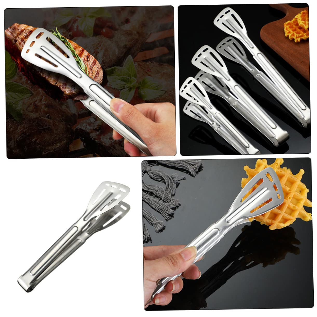 Stainless Steel Bbq Tongs For Grilling Heavy Duty Locking Grill Tongs With Silicone Handle Kitchen Cooking Tong Tool