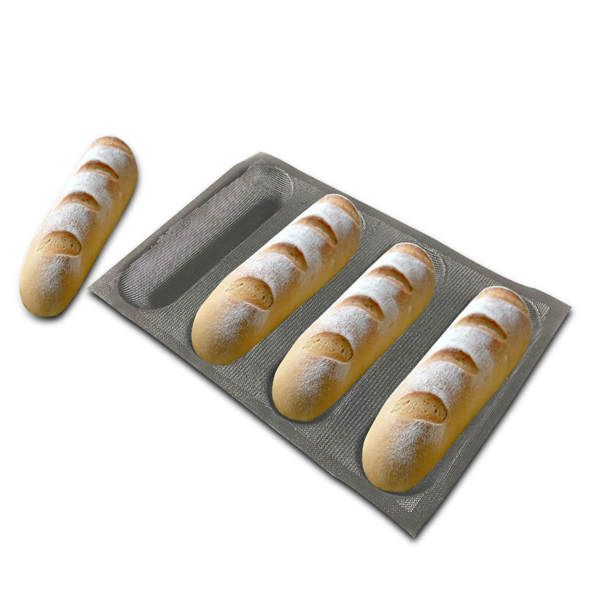 Bluedrop Silicone Bread Forms For Hot Dog Baking Molds Sandwich Making Sheet 4 Cavities 9 Inches Loaf Eclair Mats