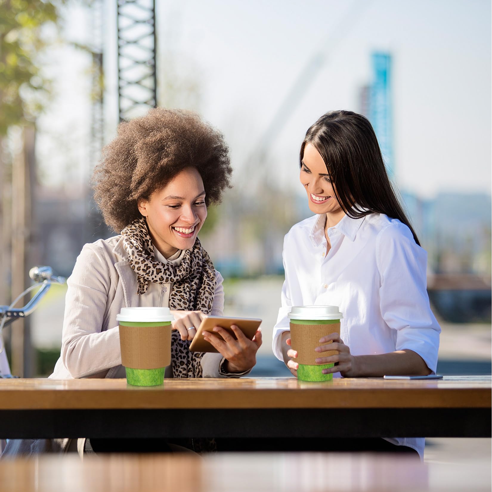 Coffee Cups Special Green Grass Design, Disposable Hot Paper Cup,To Go Hot Cups For Coffee, Hot Liquid, Chocolate, Juice,Suitabl