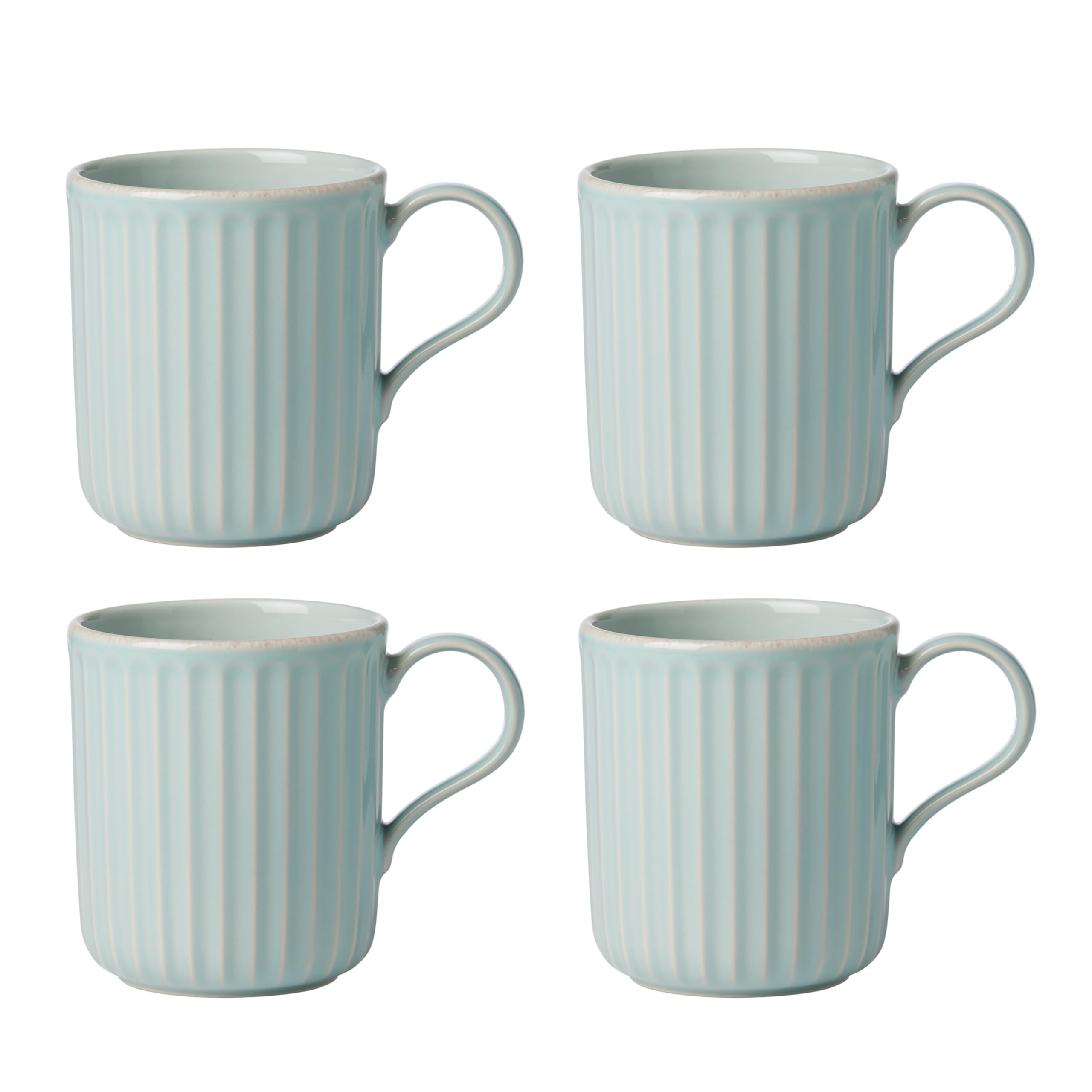 Lenox French Perle Scallop Ice Blue Mugs, S/4, 3.30