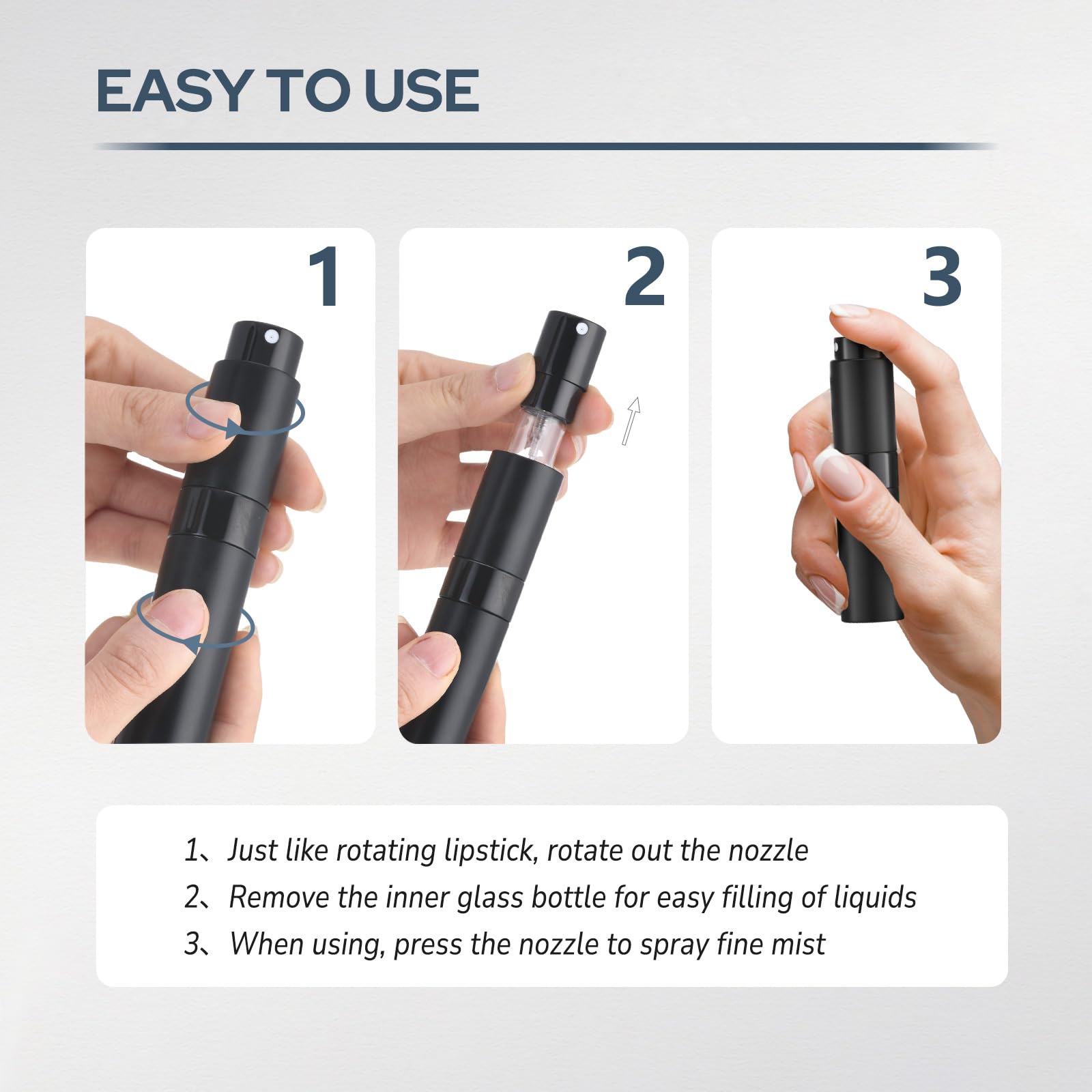 Fusupak Perfume Atomizer Travel Refillable Bottle: Cologne Sprayer Portable For Men - Mini Spray Empty For Refill - 8Ml Small Si