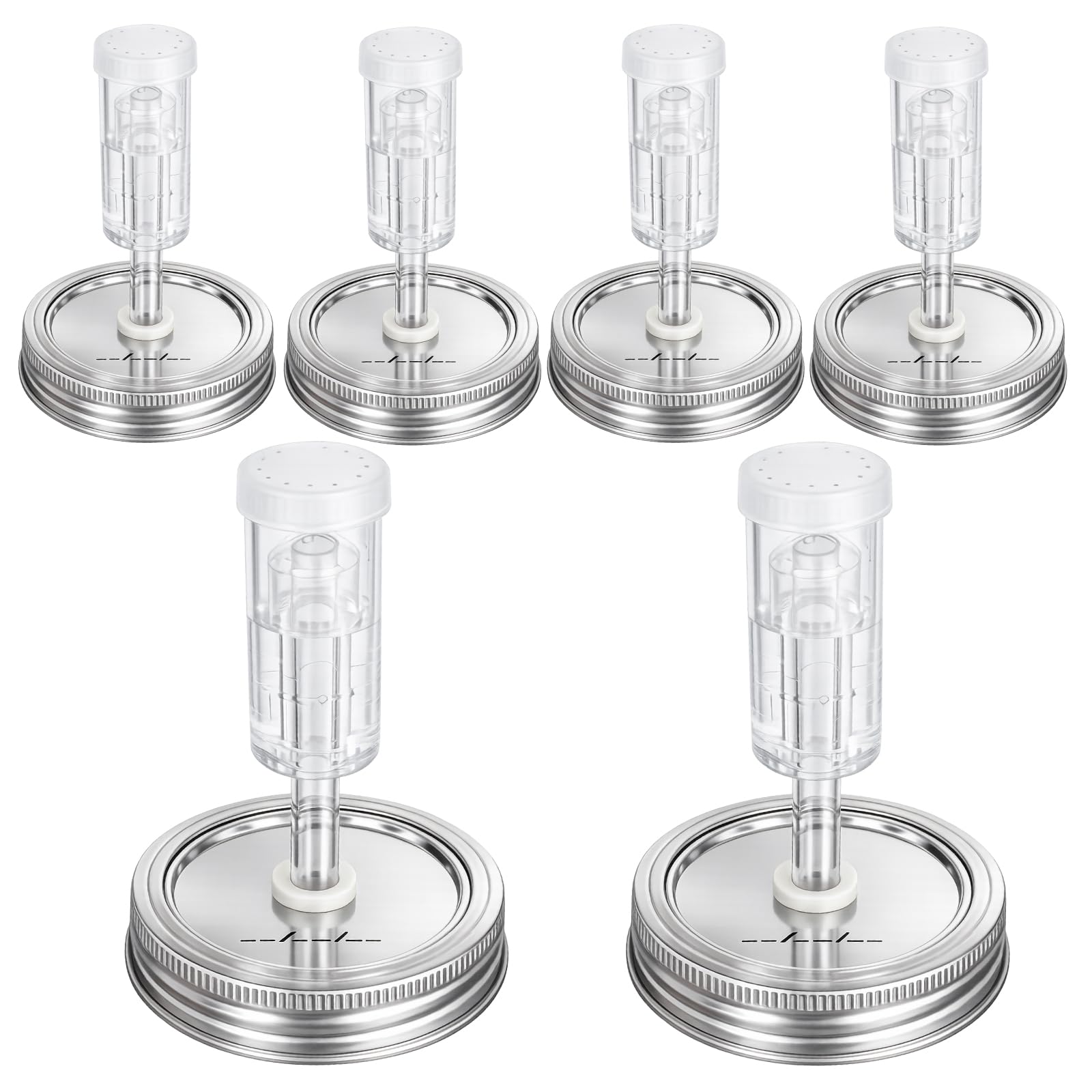 Jillmo Fermentation Lids for Wide Mouth Mason Jars, Stainless Steel Auto Venting Fermenting Lid Kit with Airlocks & Silicone Gro