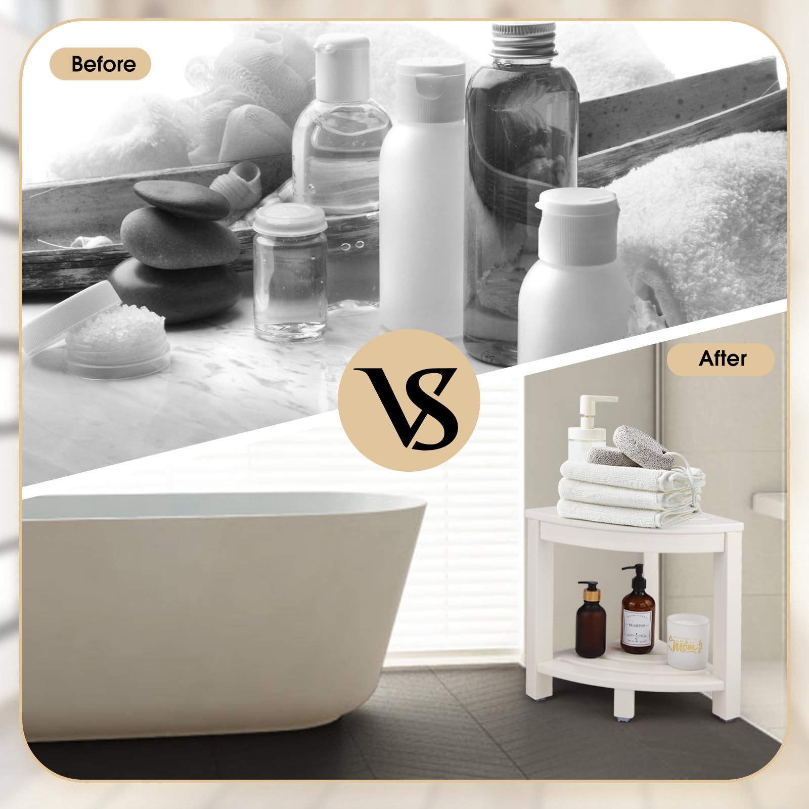 Apolimi Hdpe Corner Shower Stool,Shower Bench Seat With Storage Shelf For Shaving Legs Plastic Spa Bath Step Foot Rest For Bathr