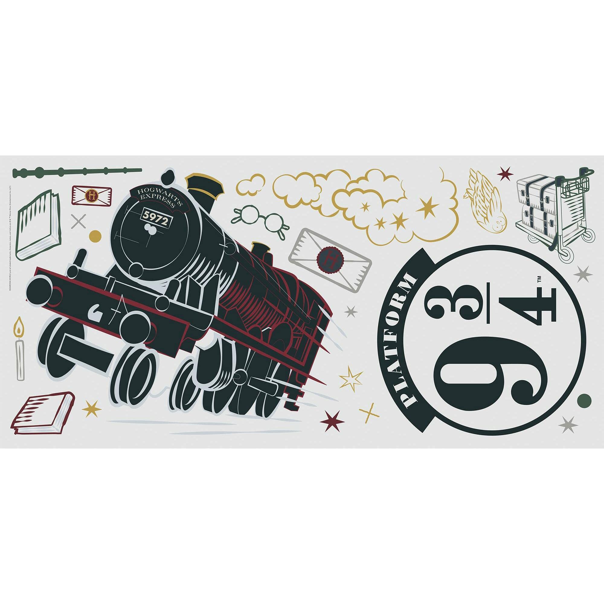 Roommates Rmk4956Gm Hogwarts Express Train Giant Peel And Stick Wall Decal