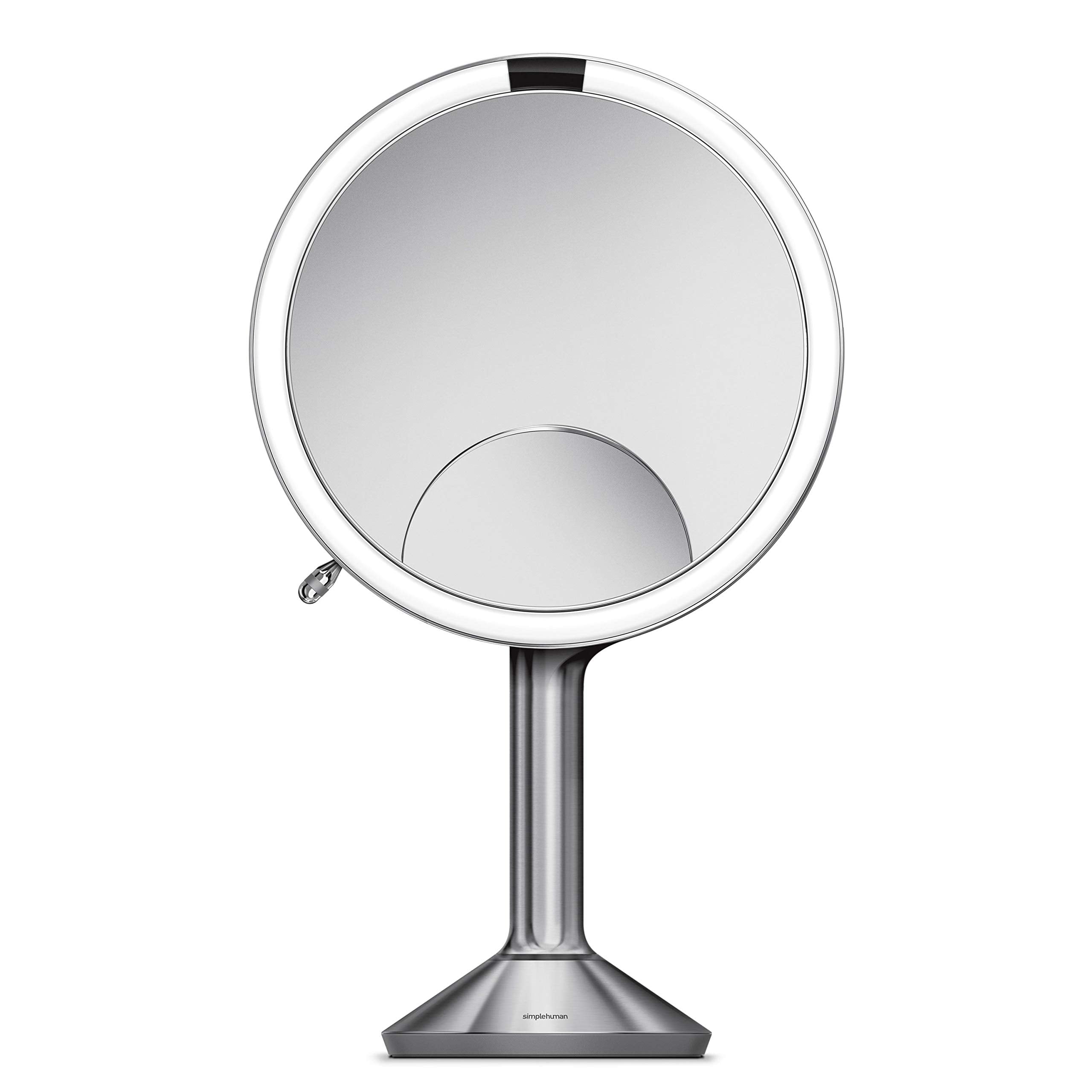 simplehuman ST3024 20cm Sensor Mirror Trio with Touch-Control Brightness, Light Up Makeup Magnifying Mirror, 10x, 5x, 1x Magnifi