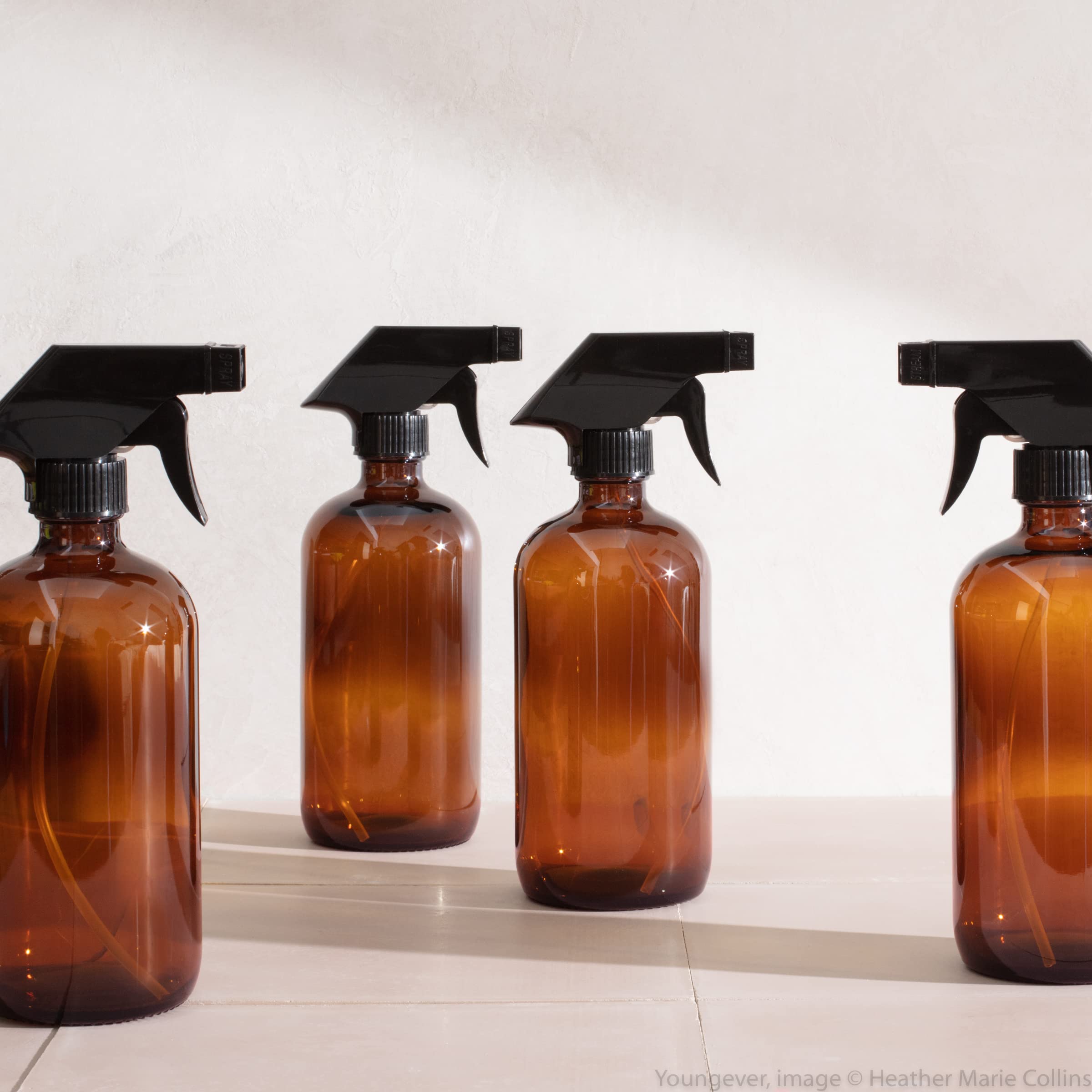 Youngever 4 Pack 16 Ounce Empty Glass Spray Bottles, Refillable Container For Essential Oils, Cleaning Products, Or Aromatherapy