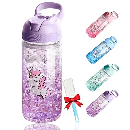 Ootd Unicorn Water Bottles For Girls, Cute Girls Water Bottles For School, Girls Unicorn Water Bottle With Straw And Safety Lock