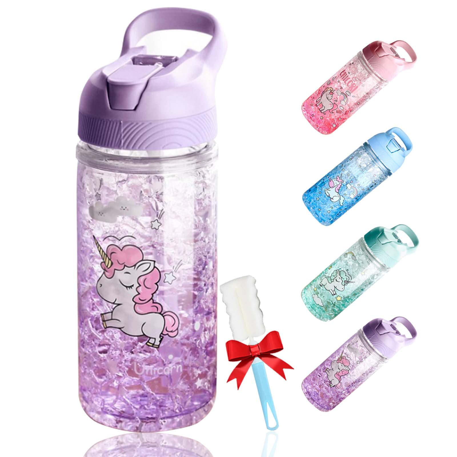 Ootd Unicorn Water Bottles For Girls, Cute Girls Water Bottles For School, Girls Unicorn Water Bottle With Straw And Safety Lock