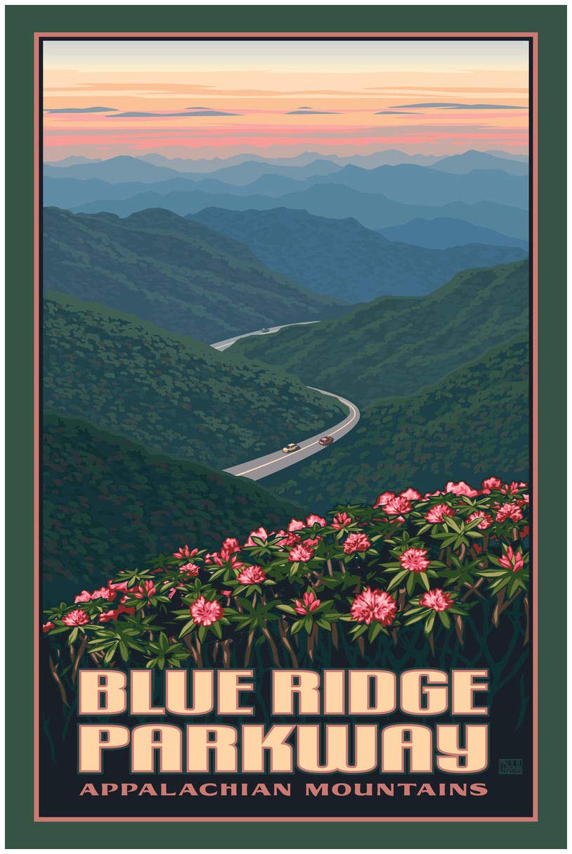 Blue Ridge Parkway Appalachian Mountains Giclee Art Print Poster From Travel Artwork By Artist Paul Leighton 30'' X 45''