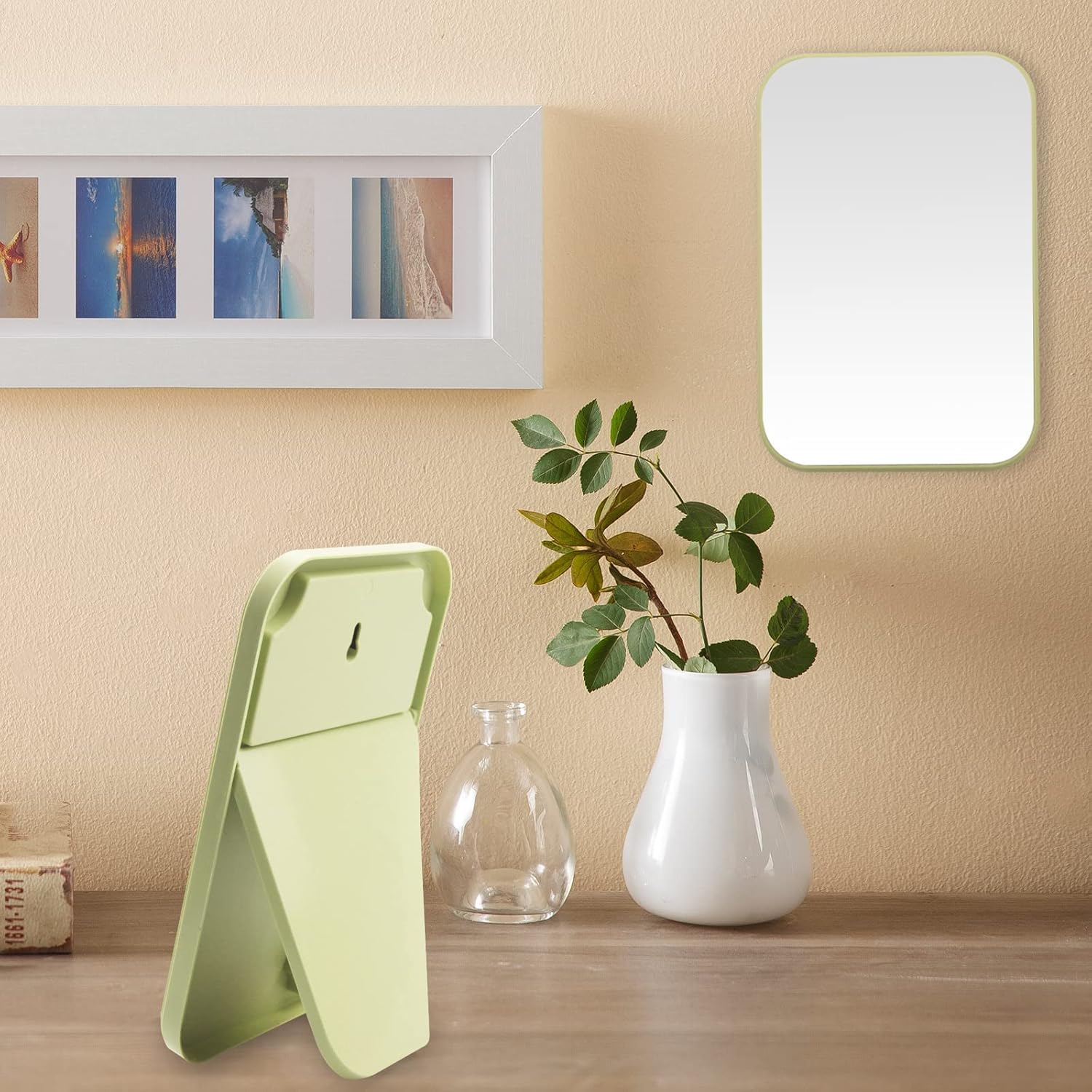 Nutair 2Pcs Desktop Makeup Mirror, 8-Inch Portable Princess Mirror,Table Desk Wall Hanging Dual-Purpose Square Mirror Pink