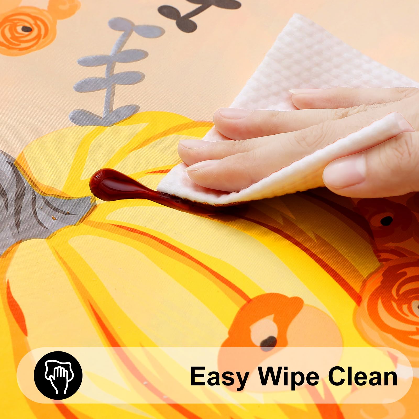 Smiry Pumpkin Flannel Backed Vinyl Tablecloth, Waterproof Rectangle Table Cloth, Wipeable Halloween Table Cover For Fall Picnic