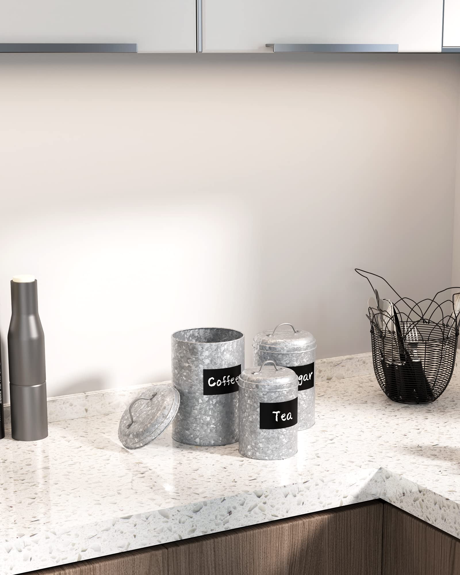 Lf Likefair Farmhouse Kitchen Canisters Set Of 3,Food Storage Containers For Home Kitchen, Tea, Herbs, Sugar, Salt, Coffee, Flou