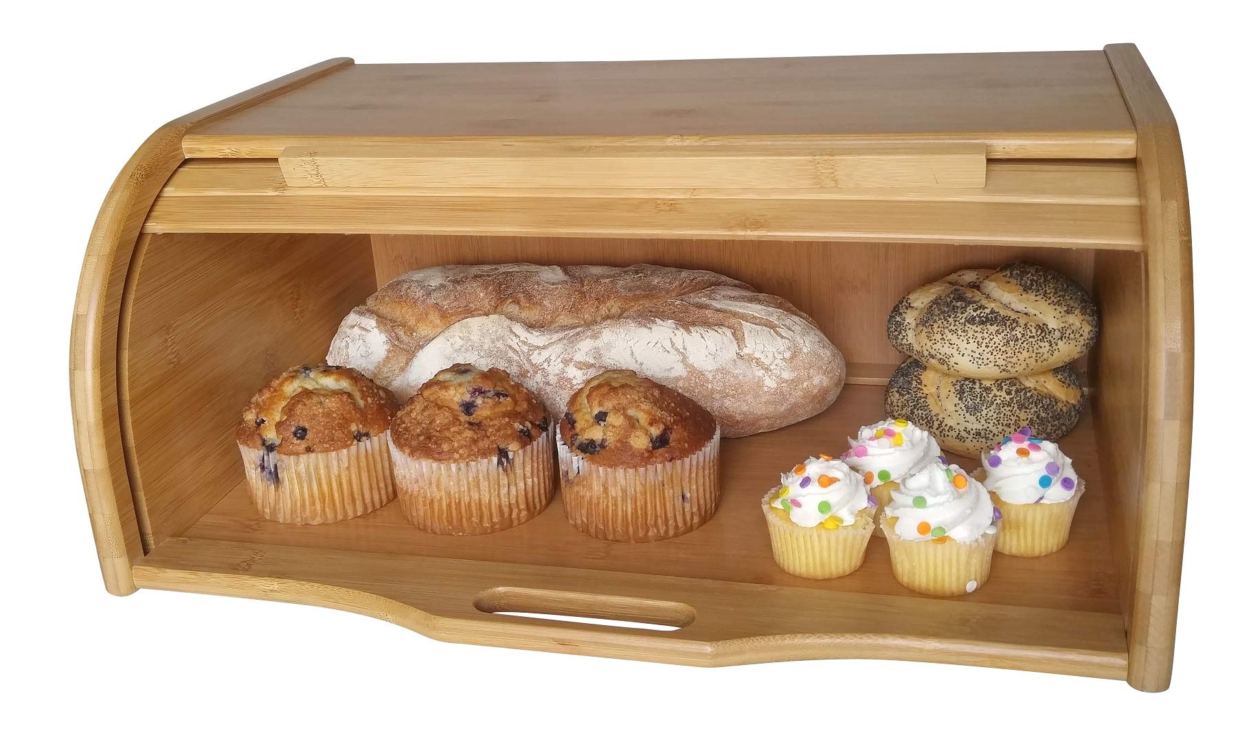 Large Bread Box Bread Basket Wooden Box Storage Boxes Kitchen Counter Organizer, Roll Top Breadbox. Bread Boxes For Kitchen Coun