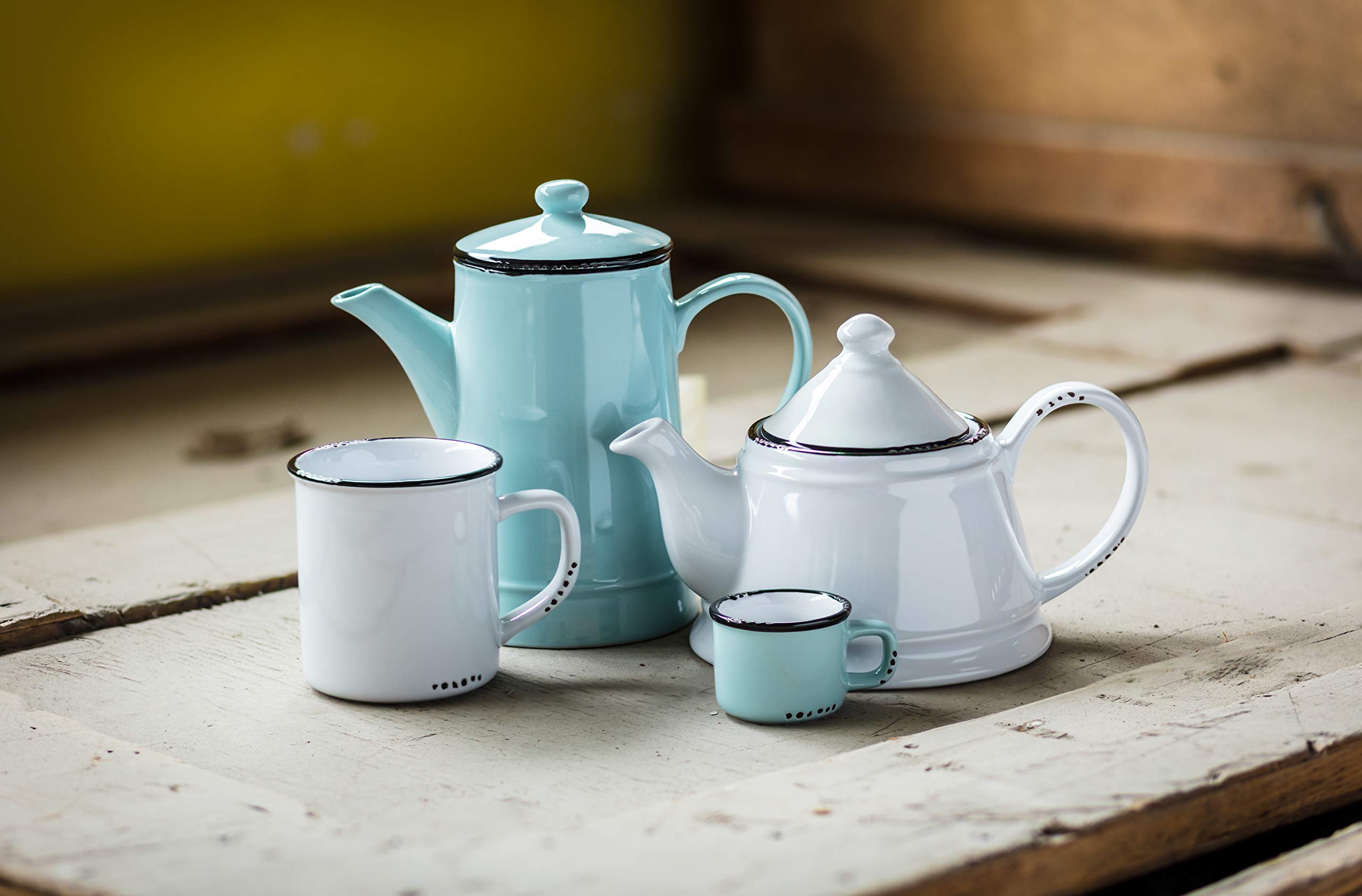 Abbott Collection Enamel Look Stoneware Teapot, White