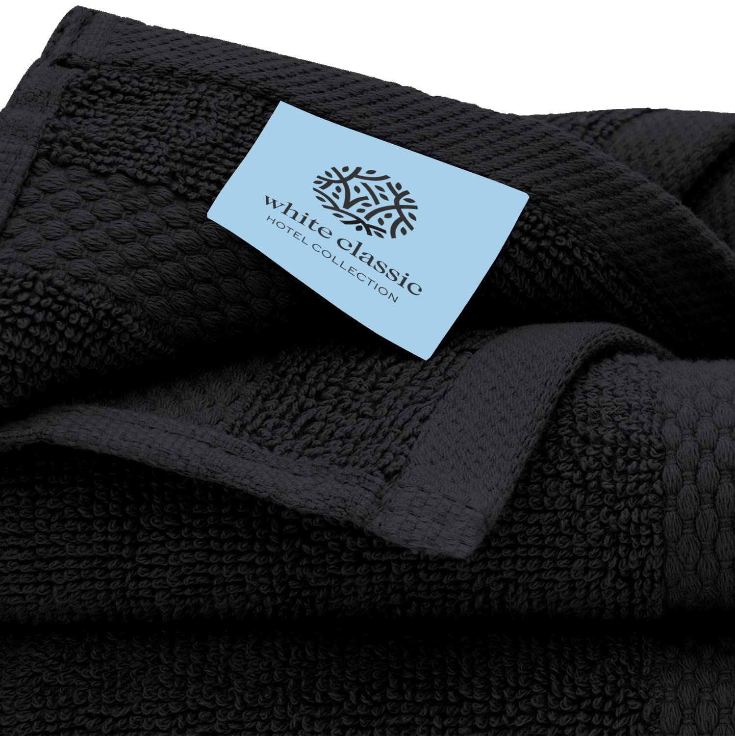 White Classic Luxury Black Bath Towel Set - Combed Cotton Hotel Quality Absorbent 8 Piece Towels | 2 Bath Towels | 2 Hand Towels | 4 Washcloths [Worth $72.95] 8 Pack | Black