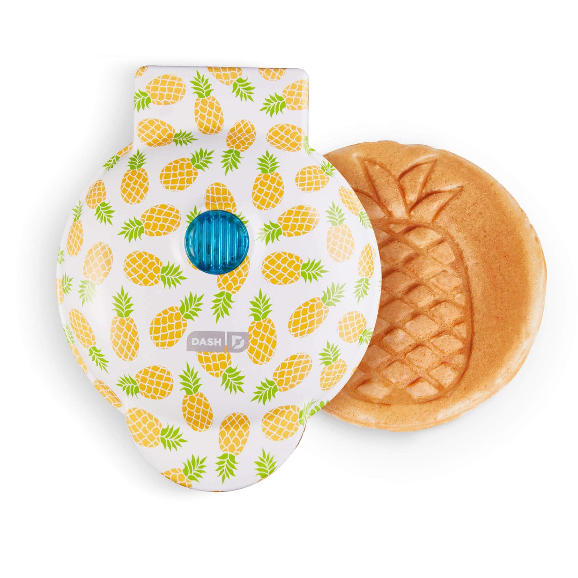 Dash Mini Maker For Individual Waffles, Hash Browns, Keto Chaffles With Easy To Clean, Non-Stick Surfaces, 4 Inch, White Pineapp