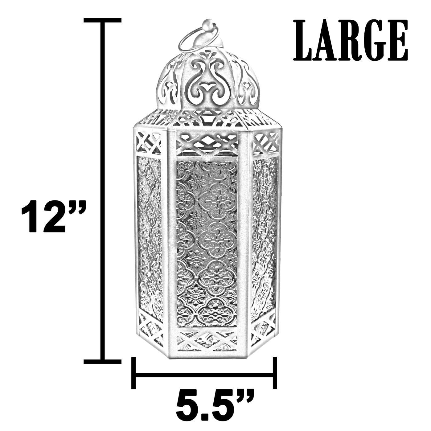 VELA LANTERNS 12 Large Black Metal Decorative Moroccan Lantern Candle Holder Lamp - Indoor/Outdoor, Home Decor, Patio, Weddings,